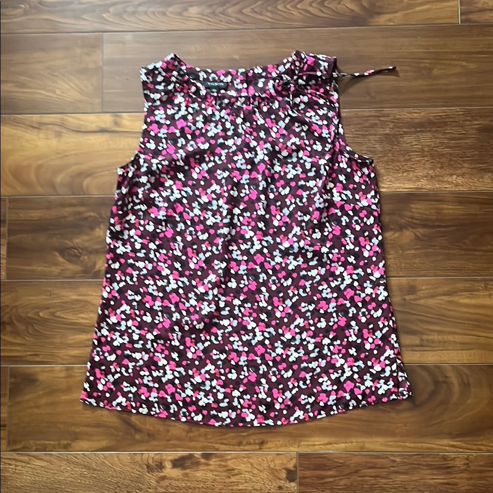 Talbots Pink/Black/White Patterned Sleeveless Top… - image 1